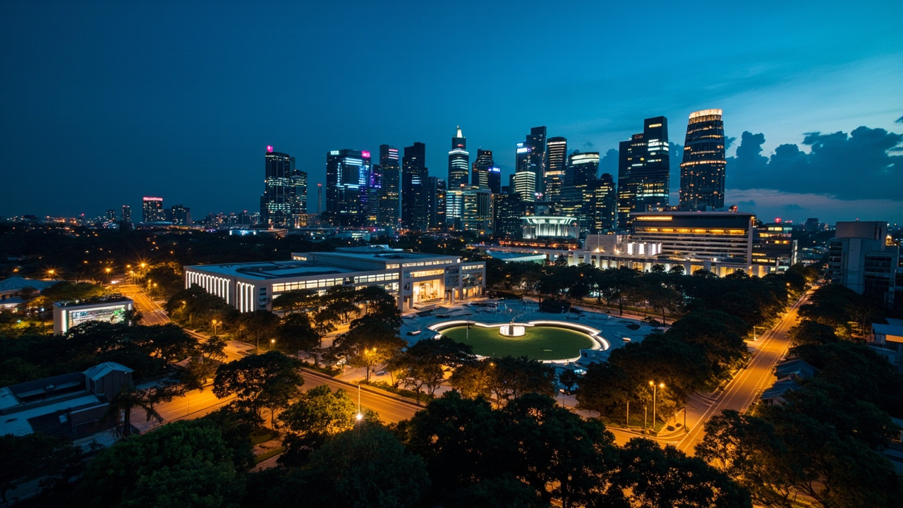 新加坡国立大学校园夜景